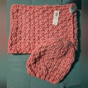 Old Navy Pink Knit Scarf and Hat Set